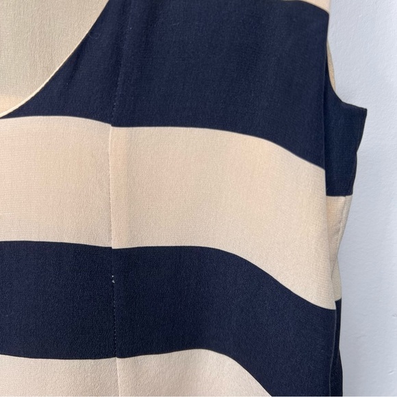 Joie Black & Tan Striped Scoop Neck Tunic Sleeveless Silk Blouse - Picture 5 of 11